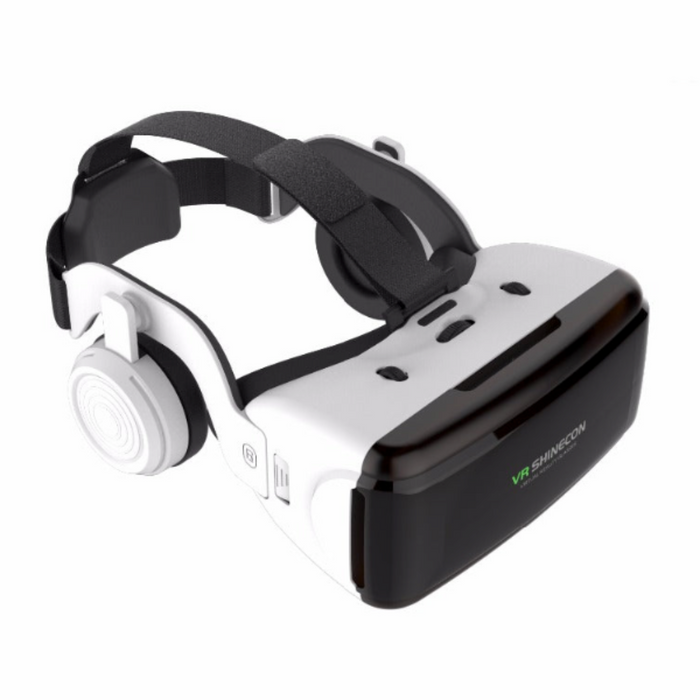 G6 VR Stereo Dragon Magic Gaming Headset with 3D: white, black virtual reality headset, modern tech style