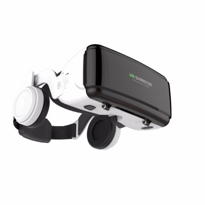 G6 VR Stereo Dragon Magic Gaming Headset with 3D: white, black virtual reality headset, modern tech style