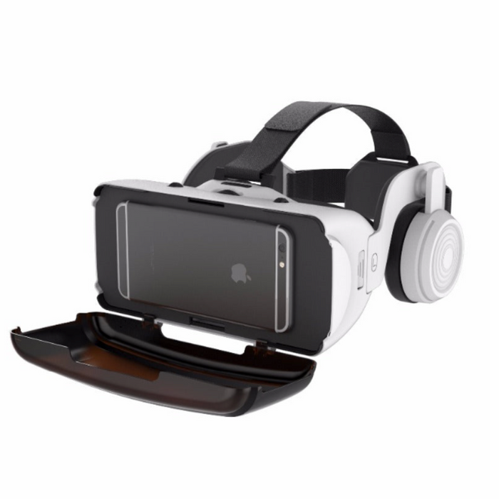 G6 VR Stereo Dragon Magic Gaming Headset with 3D: white, black virtual reality headset, modern tech style