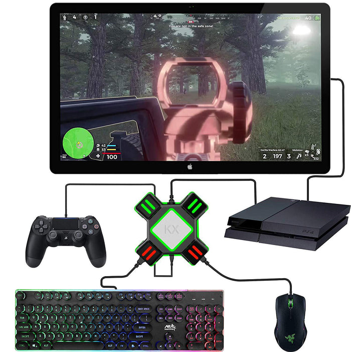 Gaming Adapter for Keyboard and Mouse, ConnectX: black, gray video game controller adapter hub, modern gaming accessory style