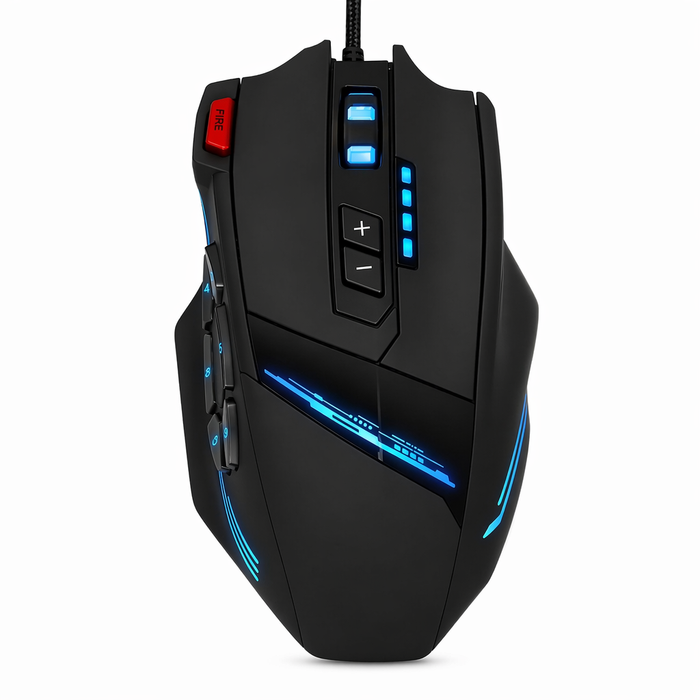 Gaming Mouse with 12 Buttons and 4 Adjustable DPI Levels Default