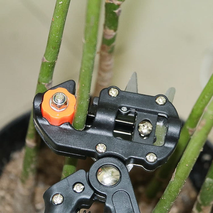 Gardening Shears with Two Blades for Pruning and Trimming: black, orange garden branch, functional garden tool style