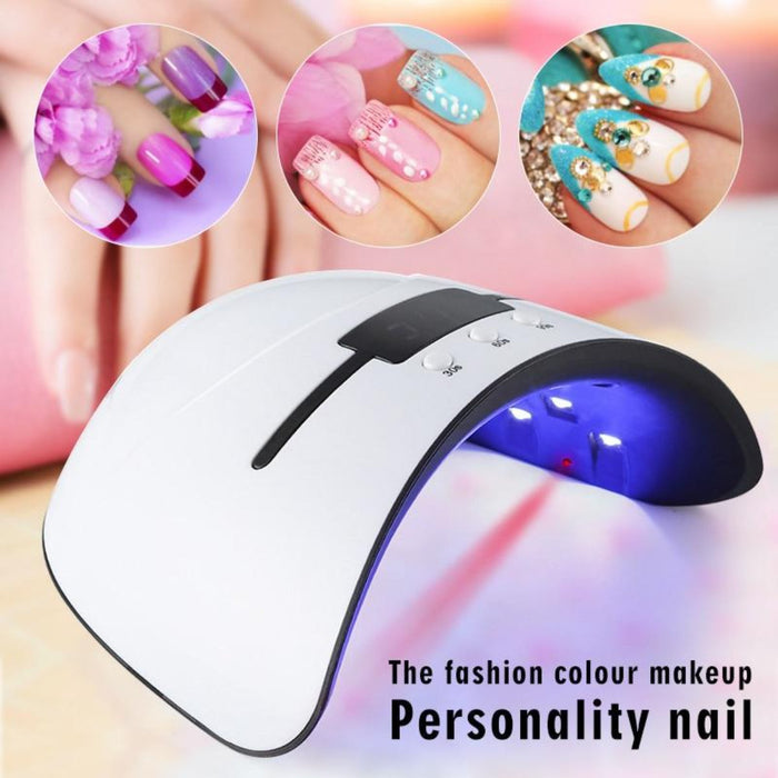 Gel Nail Curing Lamp, Acrylic UV LED for Effortless Nails: white, black UV/LED nail lamp, modern beauty tool style