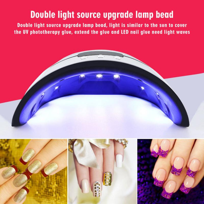 Gel Nail Curing Lamp, Acrylic UV LED for Effortless Nails: white, black UV/LED nail lamp, modern beauty tool style