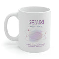 Gemini Zodiac Characteristics Coffee Cup: white, purple Gemini zodiac theme, minimal pastel zodiac graphic style
