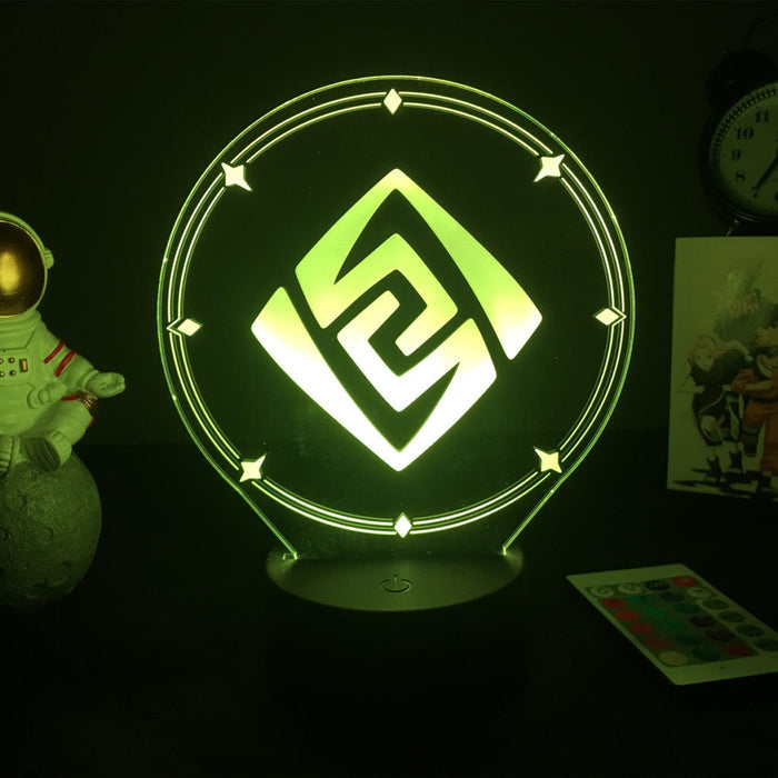 Genshin Desk Lamp with 16 Colors: green, black illuminated decorative lamp, minimal, futuristic style