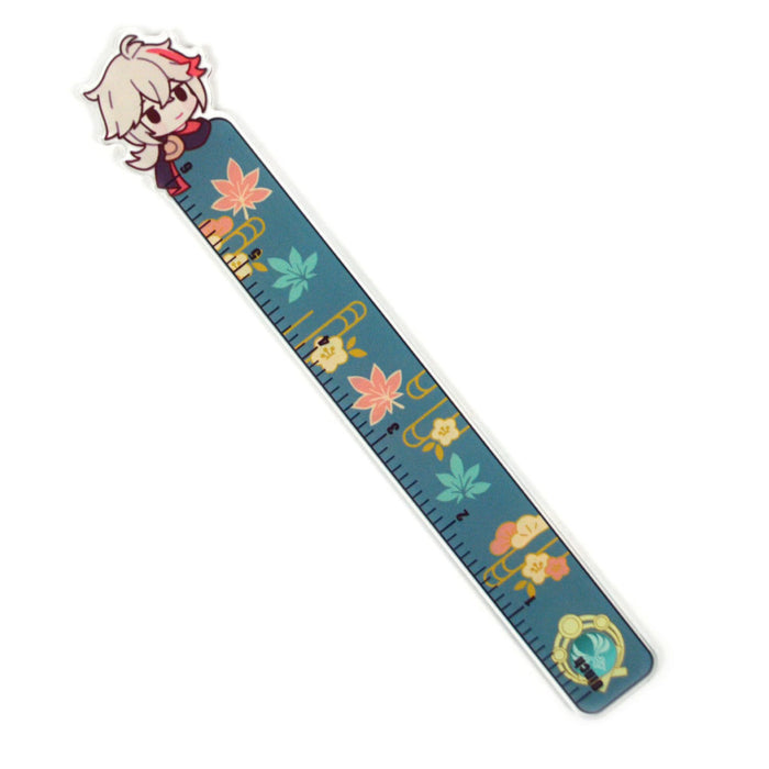 Genshin Impact Acrylic Rulers with Character Designs: orange, brown cartoon fox-eared character, kawaii cartoon style