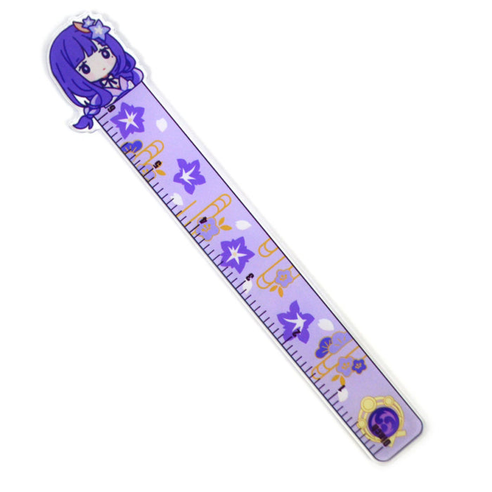 Genshin Impact Acrylic Rulers with Character Designs: orange, brown cartoon fox-eared character, kawaii cartoon style