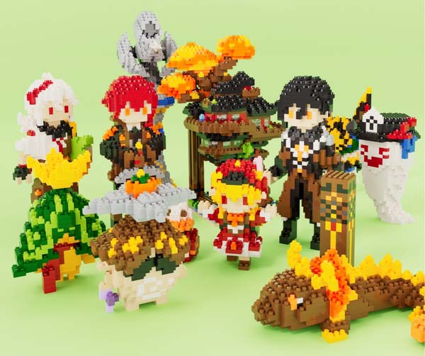 Genshin Impact Aranara Building Kit: green, yellow turtle-like character, pixelated cartoon style