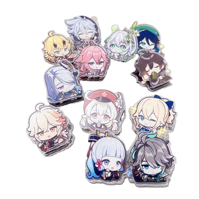 Genshin Impact Character Clips, Personalize Workspace: white, gray anime-style characters, kawaii chibi anime style
