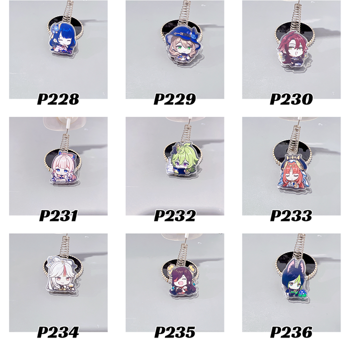 Genshin Impact Character Clips, Personalize Workspace: white, gray anime-style characters, kawaii chibi anime style