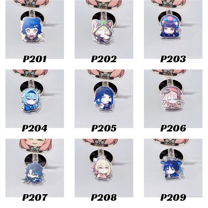 Genshin Impact Character Clips, Personalize Workspace: white, gray anime-style characters, kawaii chibi anime style