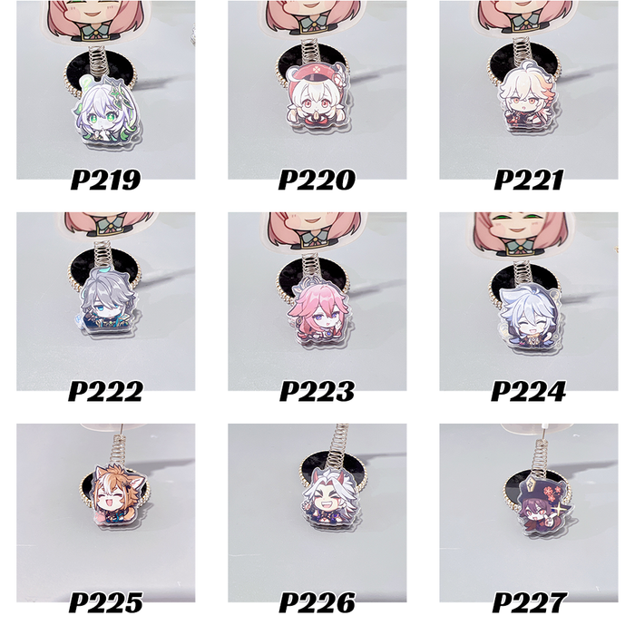 Genshin Impact Character Clips, Personalize Workspace: white, gray anime-style characters, kawaii chibi anime style