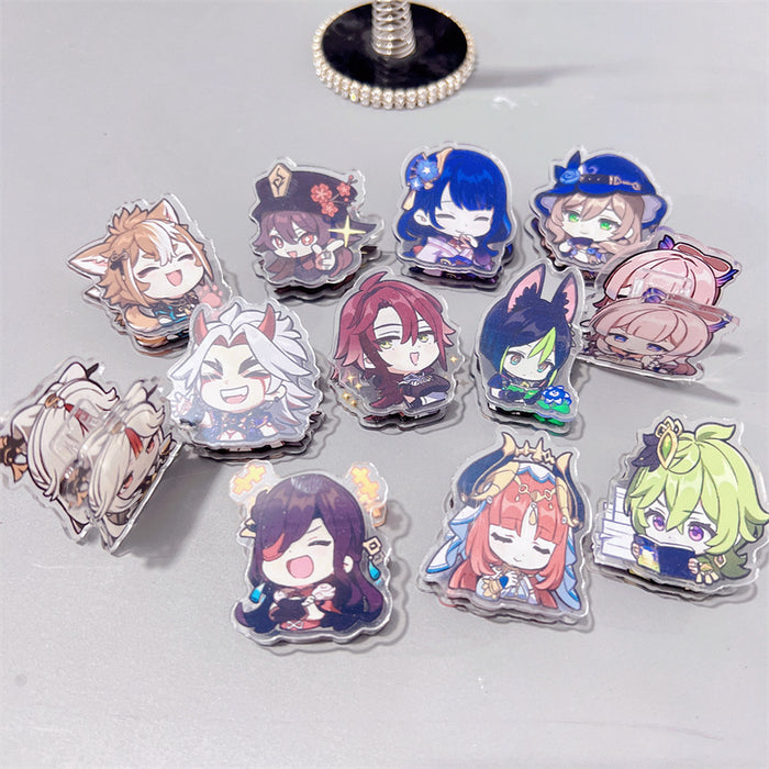 Genshin Impact Character Clips, Personalize Workspace: white, gray anime-style characters, kawaii chibi anime style