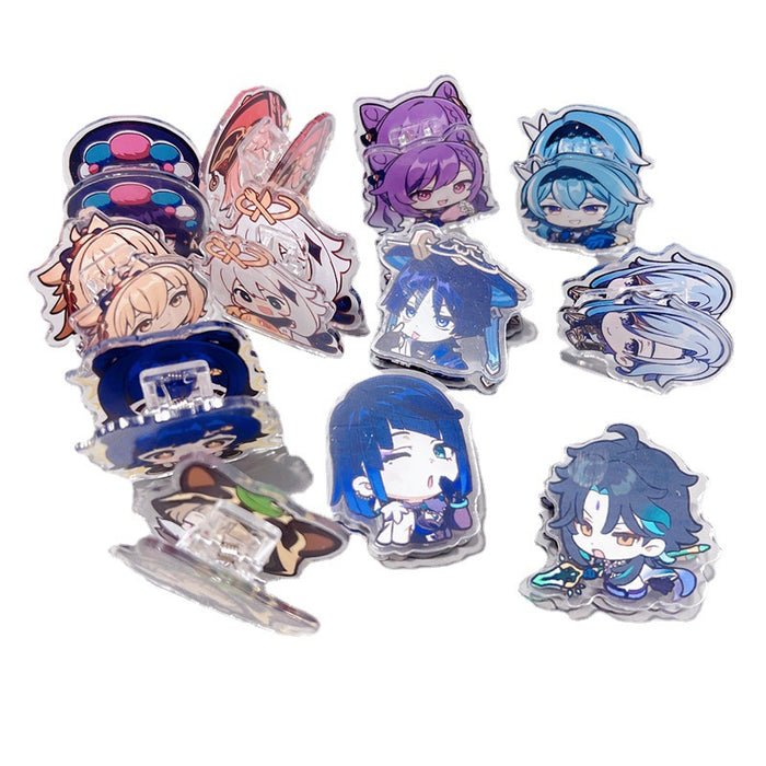 Genshin Impact Character Clips, Personalize Workspace: white, gray anime-style characters, kawaii chibi anime style