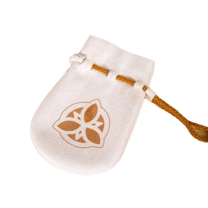 Genshin Impact Drawstring Bag: Stylish, Convenient, Durable: off-white, tan stylized leaf/flower emblem, minimal style
