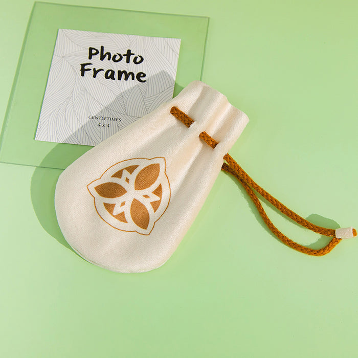 Genshin Impact Drawstring Bag: Stylish, Convenient, Durable: off-white, tan stylized leaf/flower emblem, minimal style