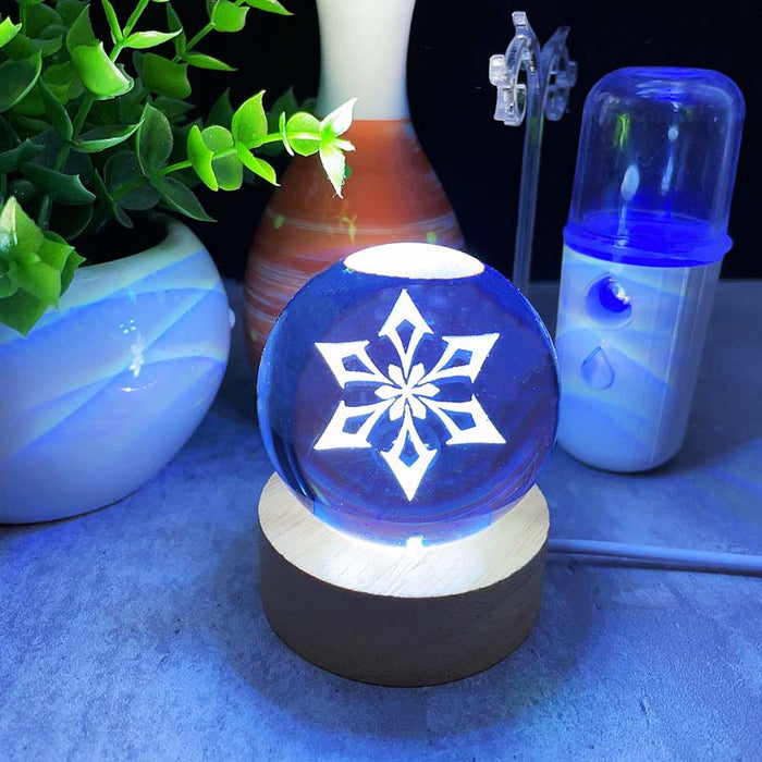 Genshin Impact Element LED Lights: Enchanting Decor: blue, cyan stylized animal/tribal emblem, fantasy, decorative style