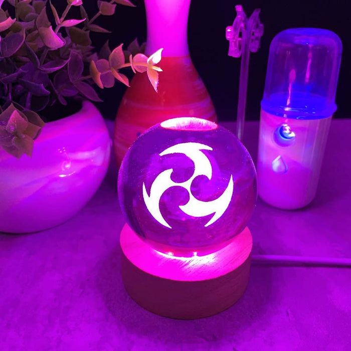 Genshin Impact Element LED Lights: Enchanting Decor: blue, cyan stylized animal/tribal emblem, fantasy, decorative style