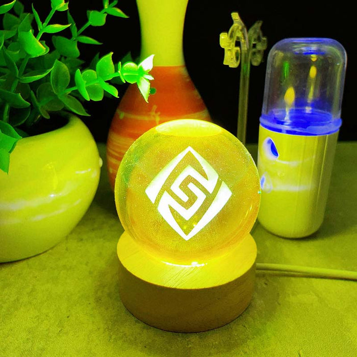 Genshin Impact Element LED Lights: Enchanting Decor: blue, cyan stylized animal/tribal emblem, fantasy, decorative style