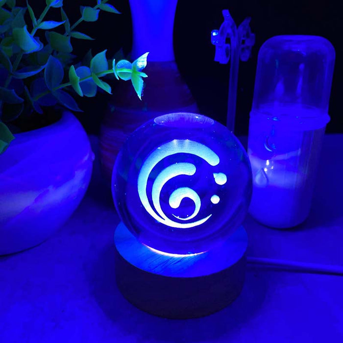 Genshin Impact Element LED Lights: Enchanting Decor: blue, cyan stylized animal/tribal emblem, fantasy, decorative style