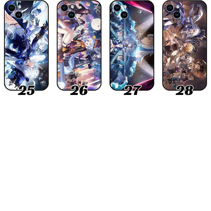 Genshin Impact Hydro Archon Phone Cases: blue, white anime-style female character illustrations, anime, fantasy, colorful sty