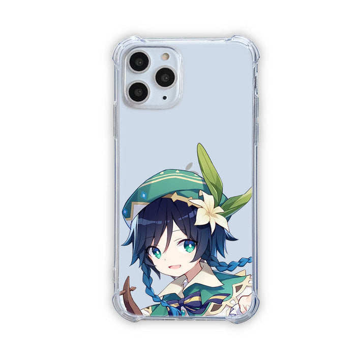 Genshin Impact iPhone Case with Characters: transparent, light blue anime-style female character, anime, cartoon style