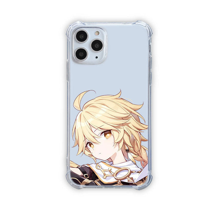 Genshin Impact iPhone Case with Characters: transparent, light blue anime-style female character, anime, cartoon style