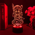 Genshin Impact LED Lamp, 16 Colors: red, black anime-style girl character, cartoon anime line art style