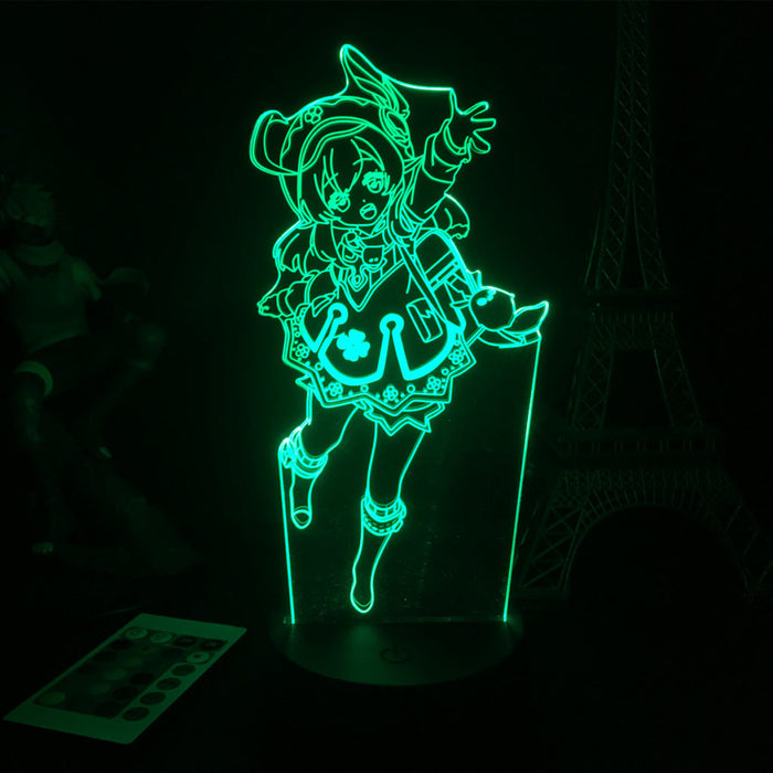 Genshin Impact LED Lamp, 16 Colors: red, black anime-style girl character, cartoon anime line art style