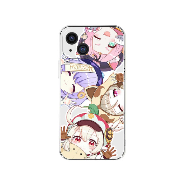 Genshin Impact Lolis Phone Case: white, pink anime-style female characters, kawaii anime cartoon style