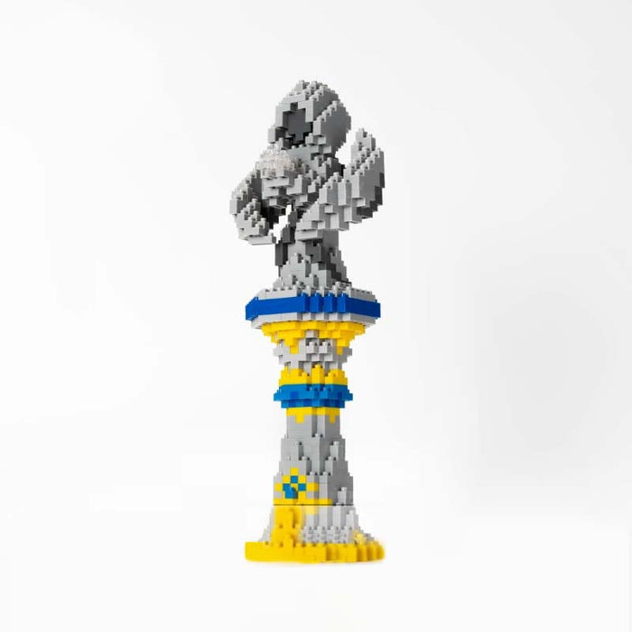 Genshin Impact Mini Blocks Assembly Kit: light gray, dark gray hooded skeletal character, pixelated cartoon style