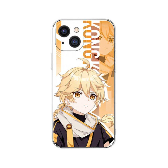 Genshin Impact Phone Cases with Characters: orange, white anime-style blond character, anime, cartoon style