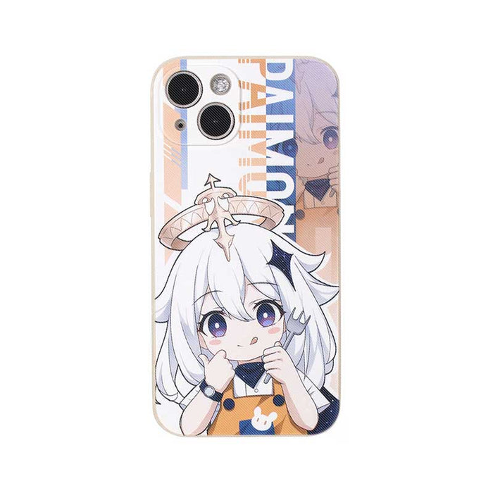 Genshin Impact Phone Cases with Characters: orange, white anime-style blond character, anime, cartoon style