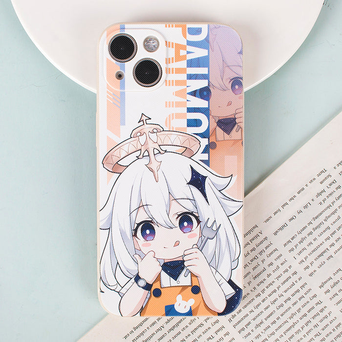 Genshin Impact Phone Cases with Characters: orange, white anime-style blond character, anime, cartoon style