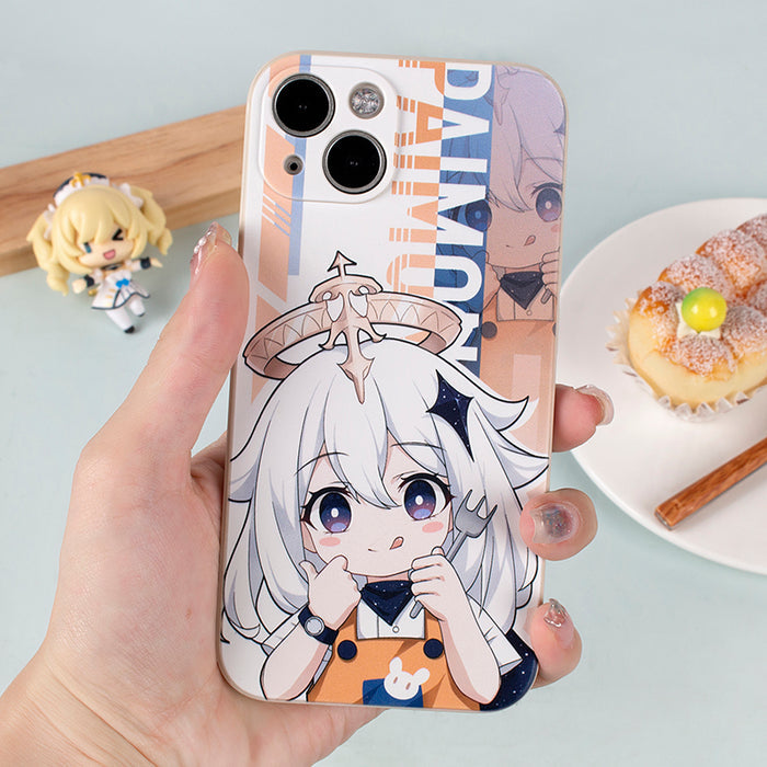 Genshin Impact Phone Cases with Characters: orange, white anime-style blond character, anime, cartoon style