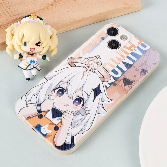Genshin Impact Phone Cases with Characters: orange, white anime-style blond character, anime, cartoon style