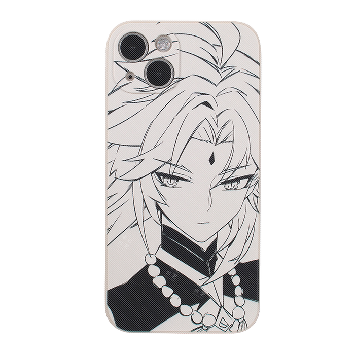 Genshin Impact Phone Cases with Sketch Art: white, black anime-style girl character, anime, manga, cartoon style