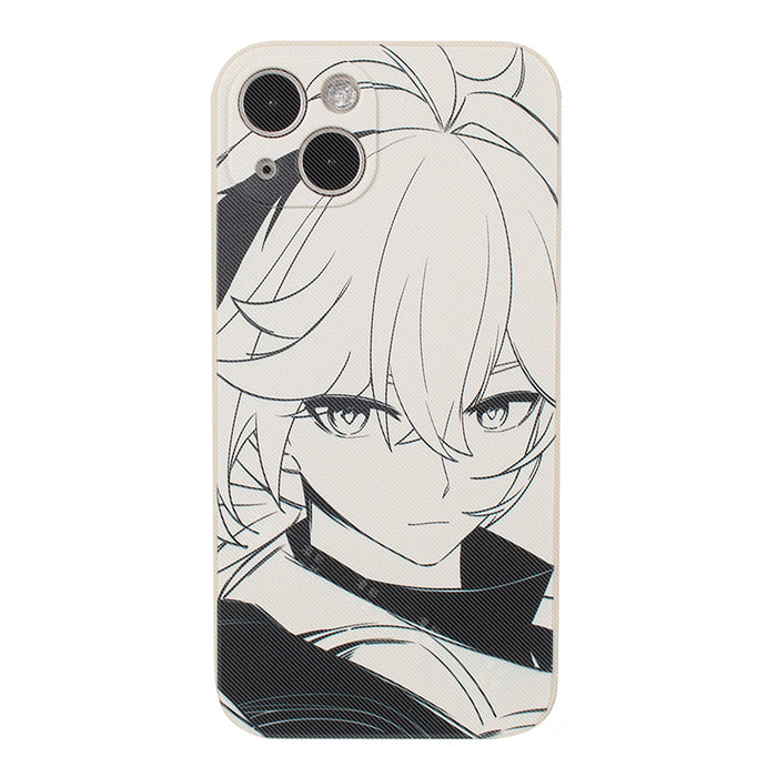 Genshin Impact Phone Cases with Sketch Art: white, black anime-style girl character, anime, manga, cartoon style