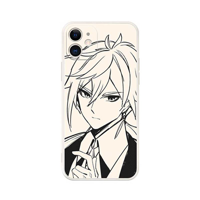 Genshin Impact Phone Cases with Sketch Art: white, black anime-style girl character, anime, manga, cartoon style