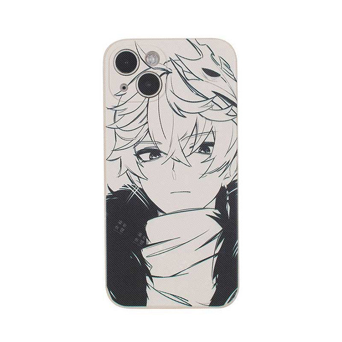 Genshin Impact Phone Cases with Sketch Art: white, black anime-style girl character, anime, manga, cartoon style