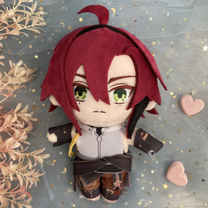 Genshin Impact Plush Dolls, 20cm: brown, white anime-style cat-eared character, kawaii cartoon style