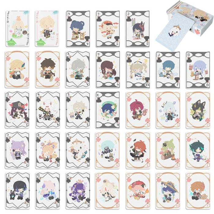 Genshin Impact Poker Cards: Collectible Fun!: light blue, white anime-style characters, cute cartoon/anime style