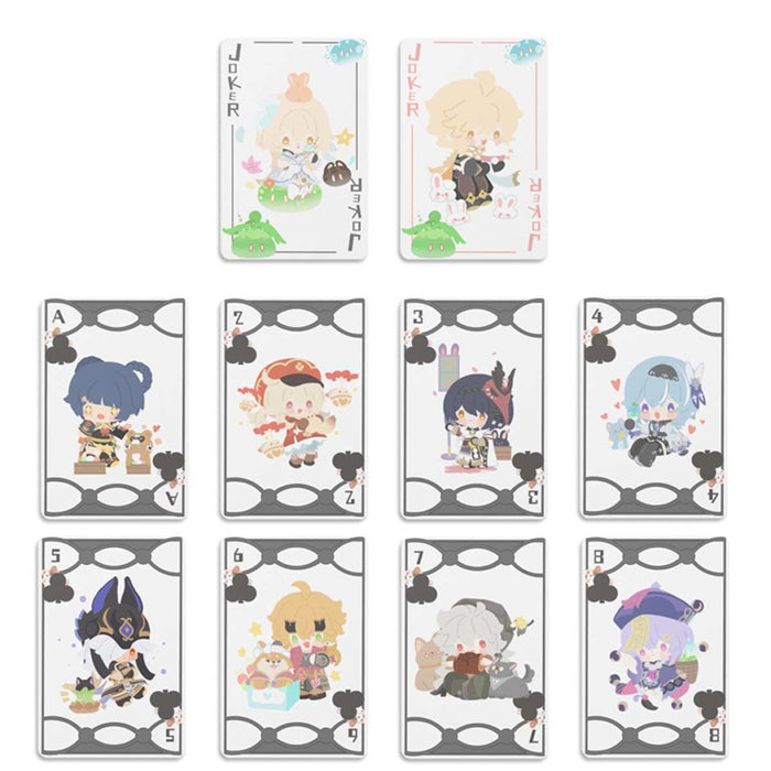 Genshin Impact Poker Cards: Collectible Fun!: light blue, white anime-style characters, cute cartoon/anime style