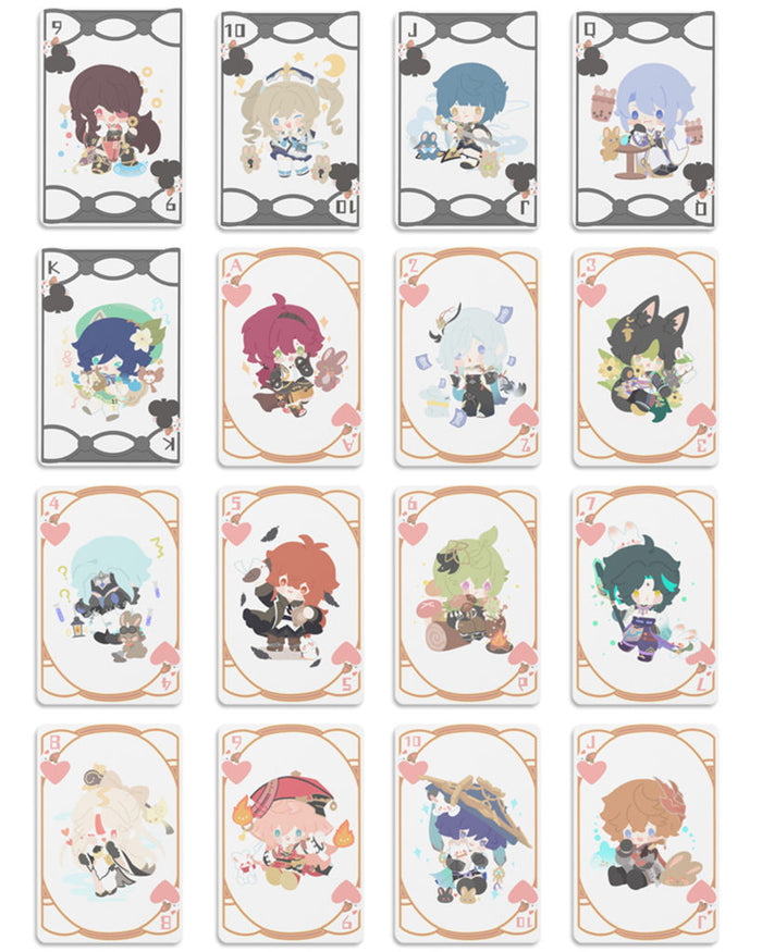 Genshin Impact Poker Cards: Collectible Fun!: light blue, white anime-style characters, cute cartoon/anime style