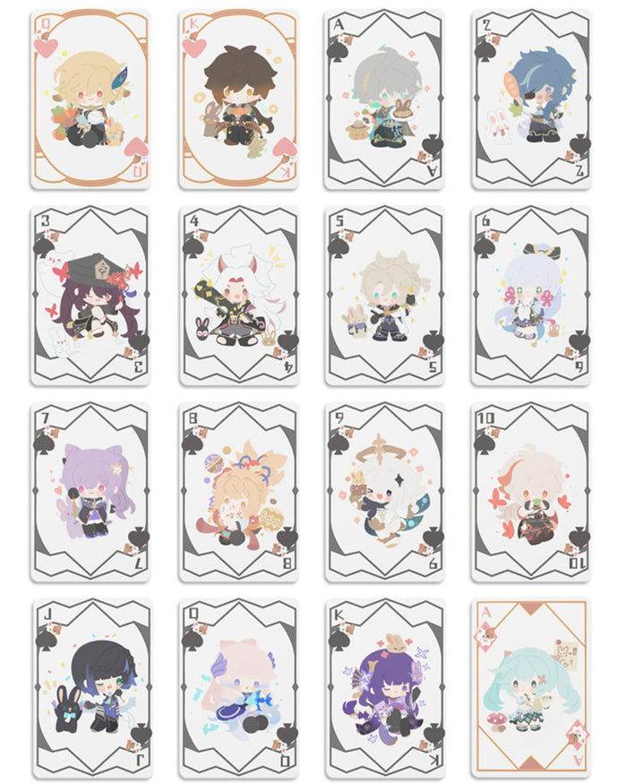 Genshin Impact Poker Cards: Collectible Fun!: light blue, white anime-style characters, cute cartoon/anime style