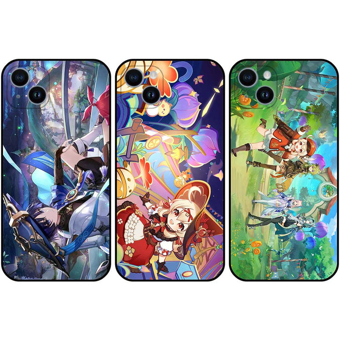 Genshin Impact Samsung Phone Cases: multicolor, blue anime-style fantasy characters, colorful anime/cartoon fantasy style