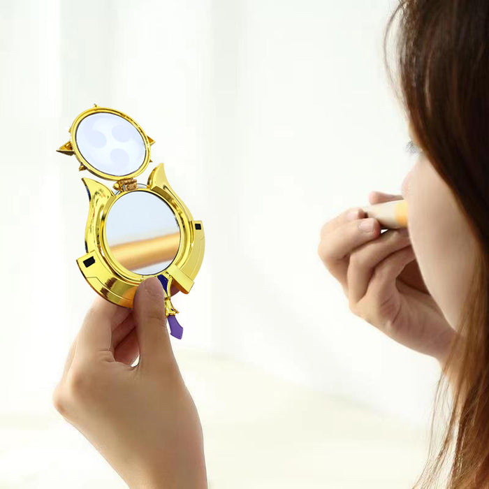 Genshin Impact Scaramouche Mirror: gold, purple three-comma swirl symbol, fantasy ornamental style