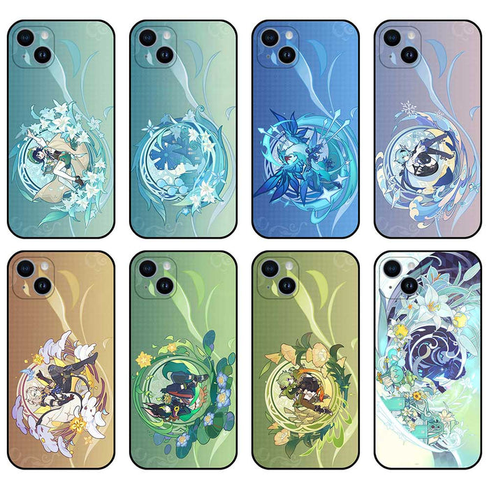 Genshin Impact Windblume Festival Phone Cases: teal, mint green anime-style fantasy characters, anime, fantasy, decorative st