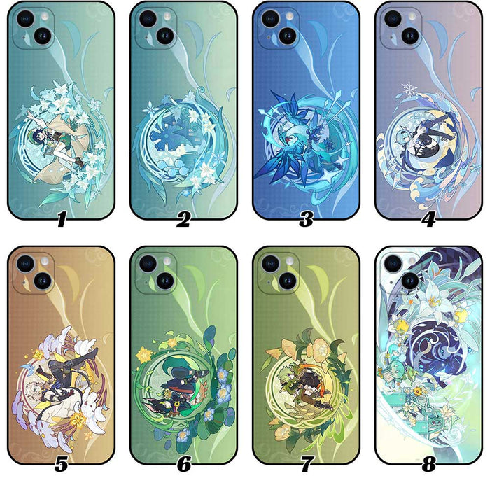Genshin Impact Windblume Festival Phone Cases: teal, mint green anime-style fantasy characters, anime, fantasy, decorative st
